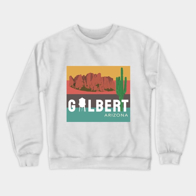 Gilbert Arizona Water Tower Cactus Superstition Mountains Crewneck Sweatshirt by Hevding